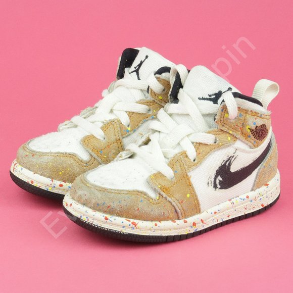Jordan Other - Air Jordan 1 Mid SE Brushstroke TD Toddler Shoes DA8012-100 Size 6C